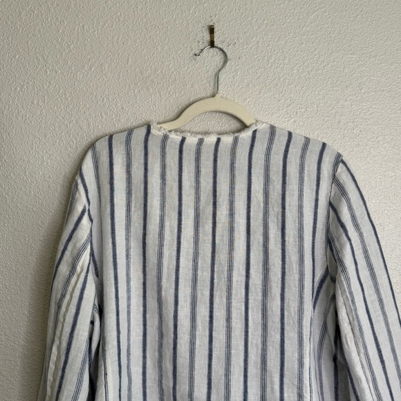 Chico's Womens Size 16 100% Open Front Striped Casual Blazer Jacket Fringe Boho - Picture 6 of 10